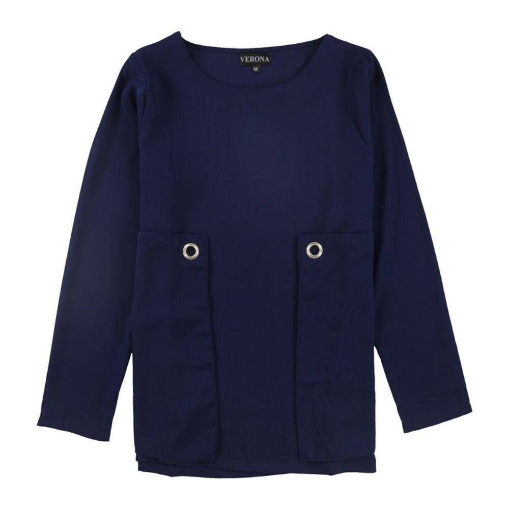 Verona Collection Womens Tie-Belt Pullover Blouse, Blue, M, DM